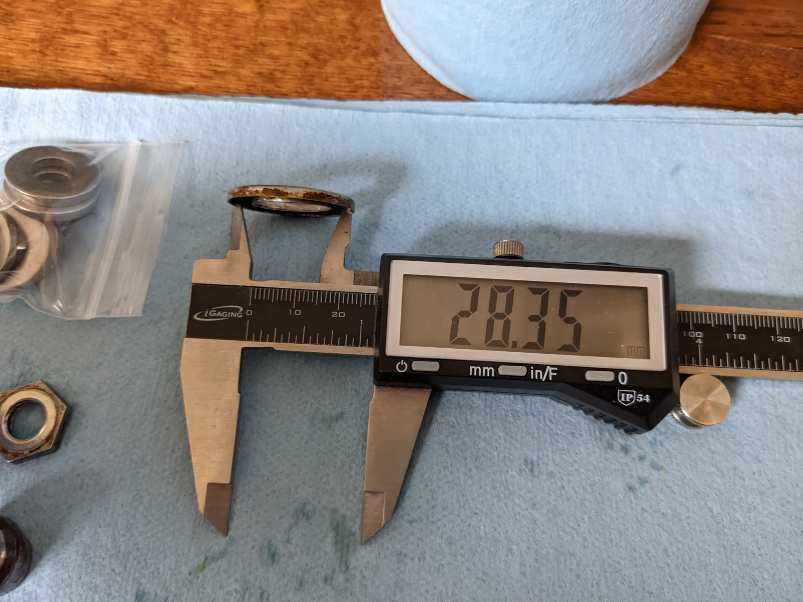 Bearing component measured during service.