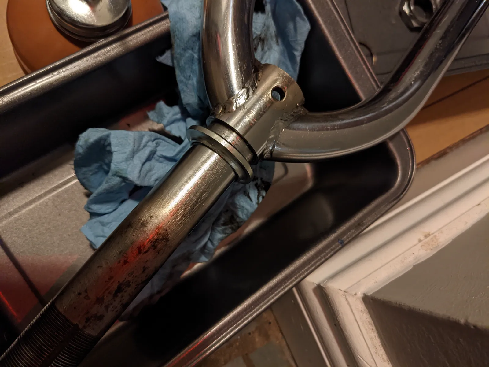 Detailed view of frame-joint work.