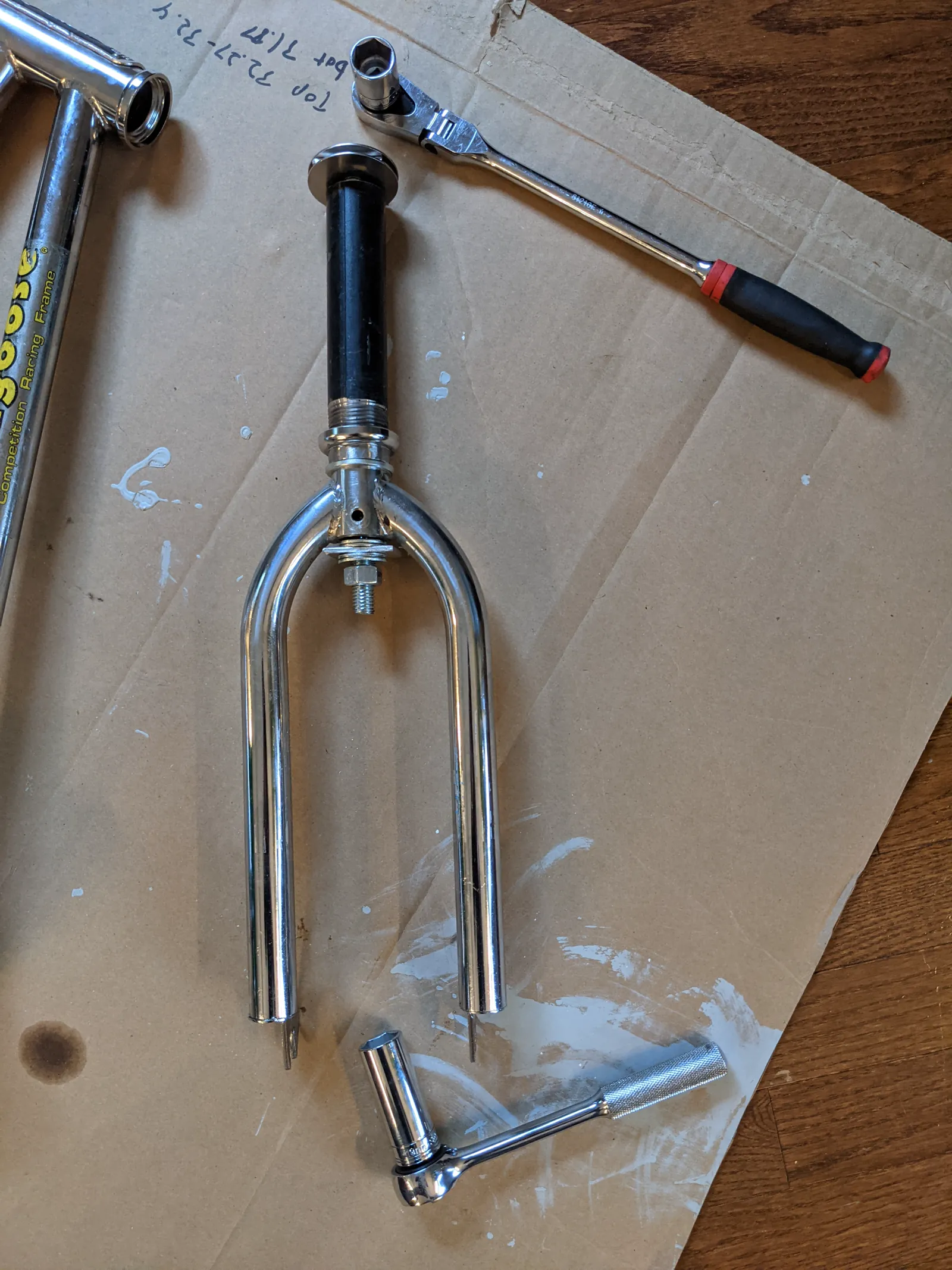 Cleaned chrome fork after service.