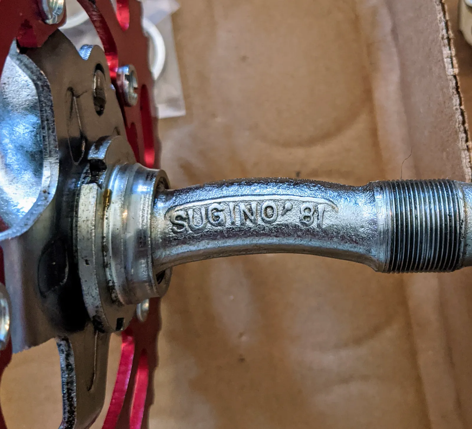 Close view of an axle identification mark.